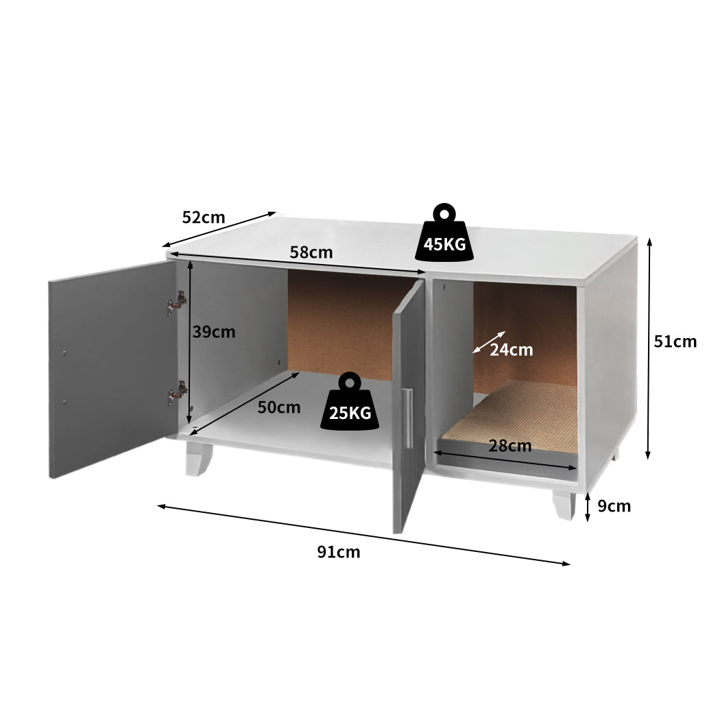 PaWz Enclosed Cat Litter Cabinet Box Grey-1954802552142958594