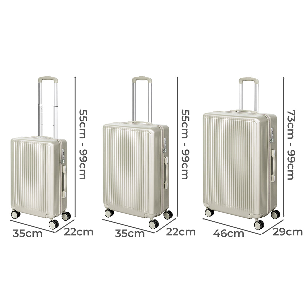 Slimbridge Luggage Suitcase Trolley White 3pc 20"+24"+28"-1910112845371150338
