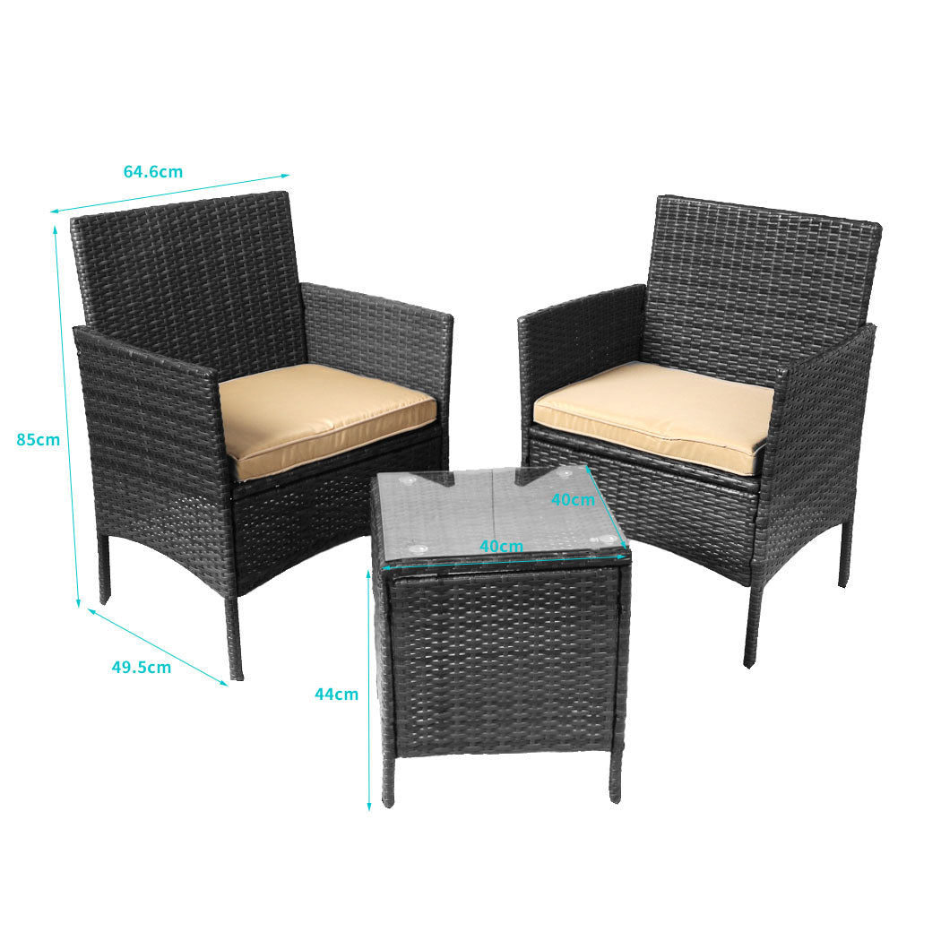 Levede Outdoor Furniture Setting Patio Black-1919892868701491202