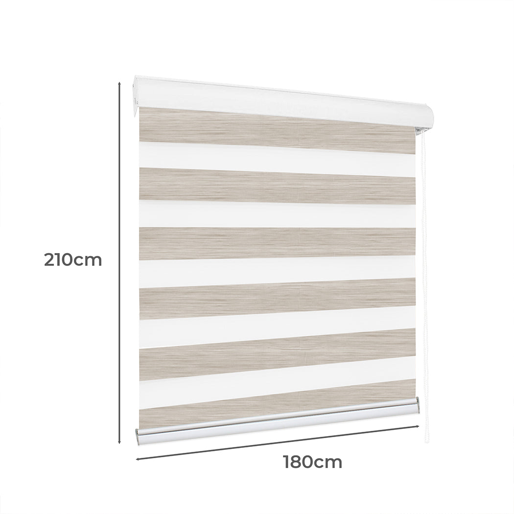 Marlow Blackout Zebra Roller Blind Curtains 180x210 Beige-1910113278206545921