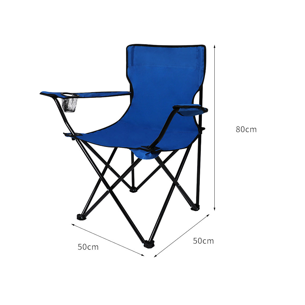 Levede Camping Chairs Folding Arm Foldable Blue-1954802875527991298