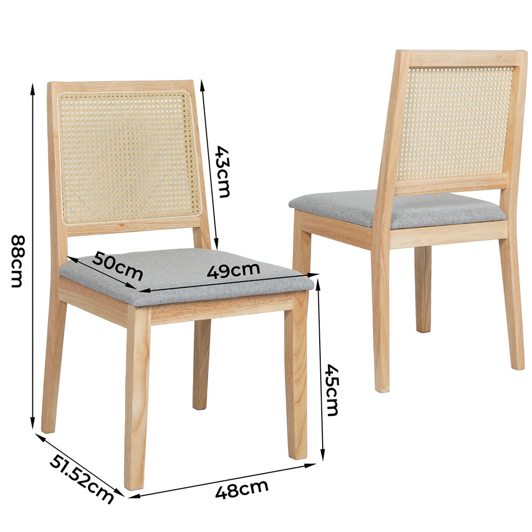 Levede 2x Rattan Dining Chair Solid Wood Lounge-1954802458693865474