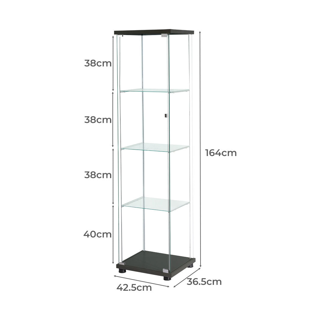 Stacked Display Storage Cabinet Glass Black-1954803004075020290