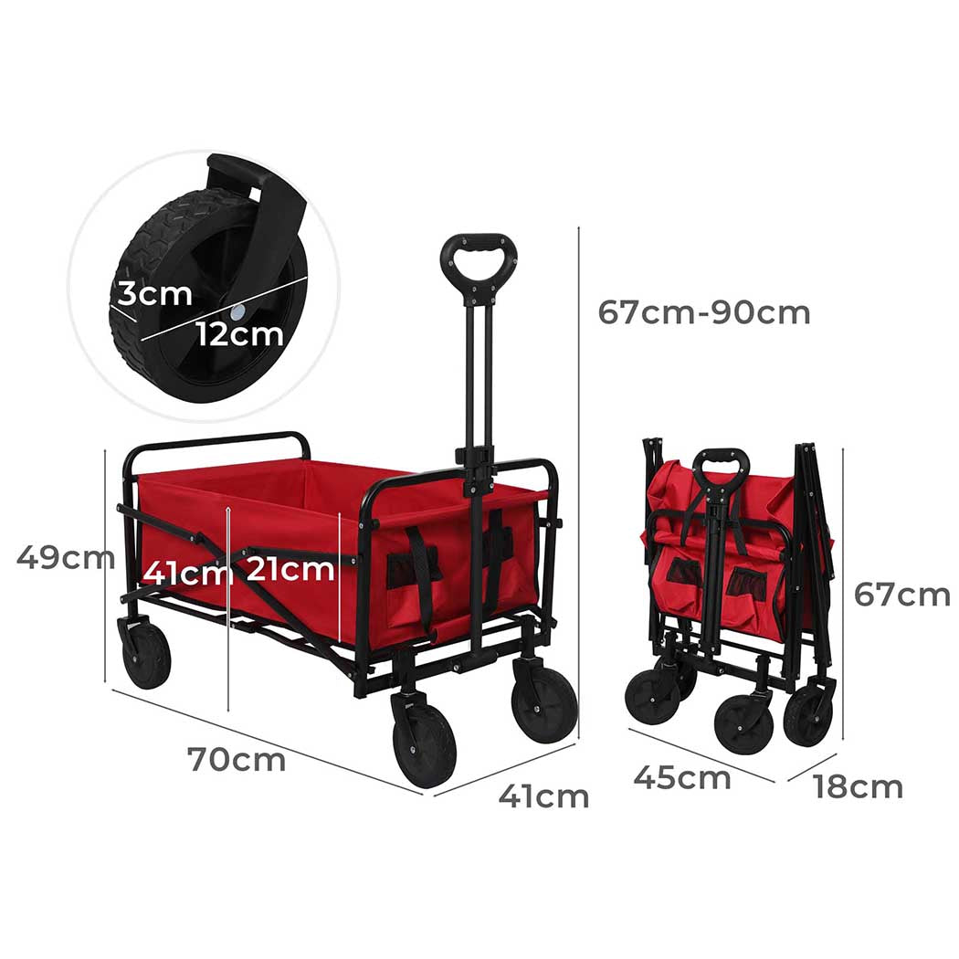 Lambu Garden Trolley Cart Foldable Picnic Red-1910112310781939714