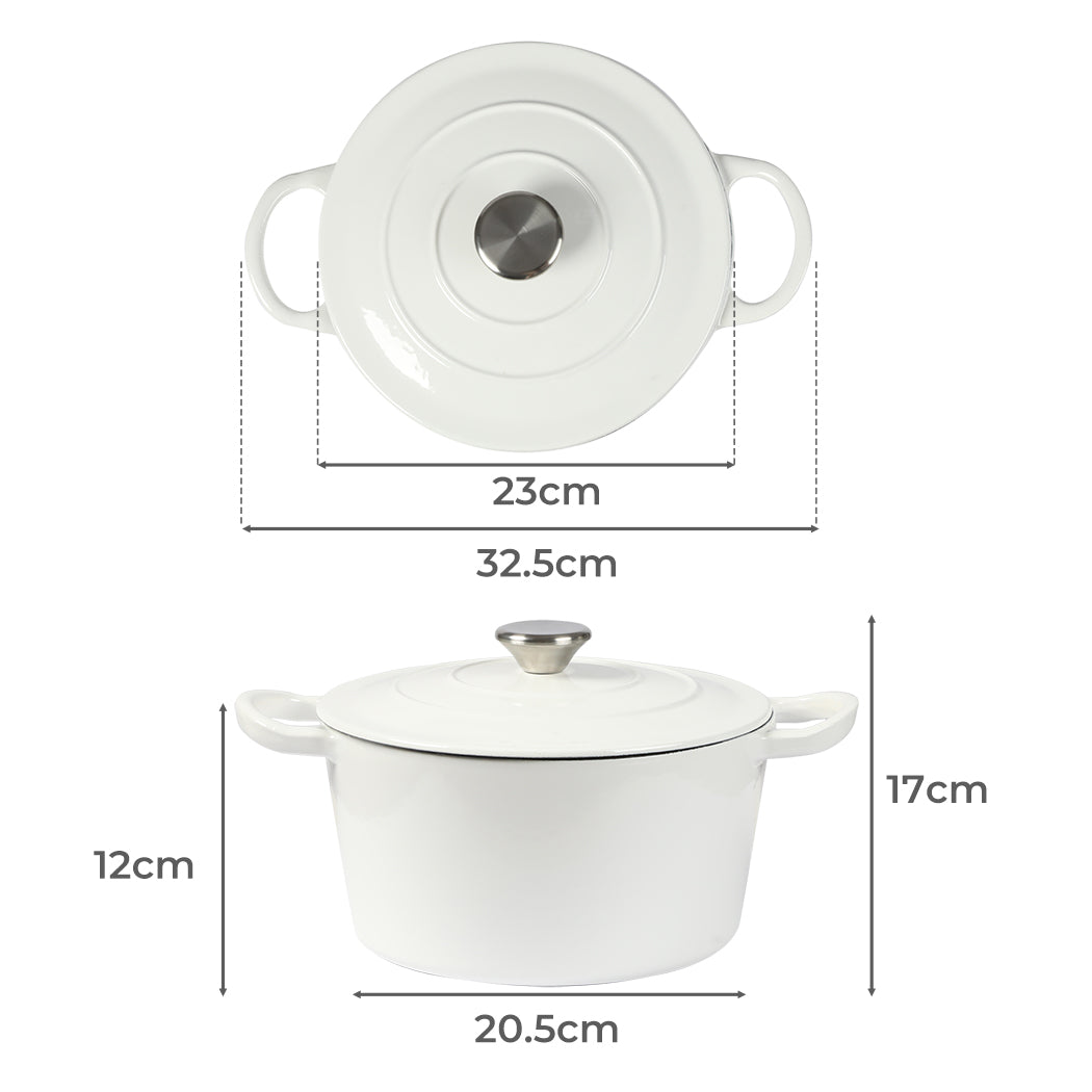 TOQUE 4L Enamel Dutch Oven Pot in White Colour-1954802796066902017