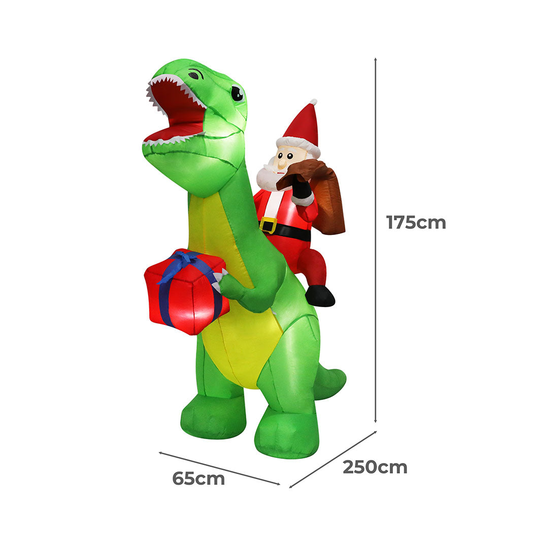 Santaco Christmas Inflatables Outdoor Santa Claus Riding Dinosaur Lights D�cor-1954803065337024513