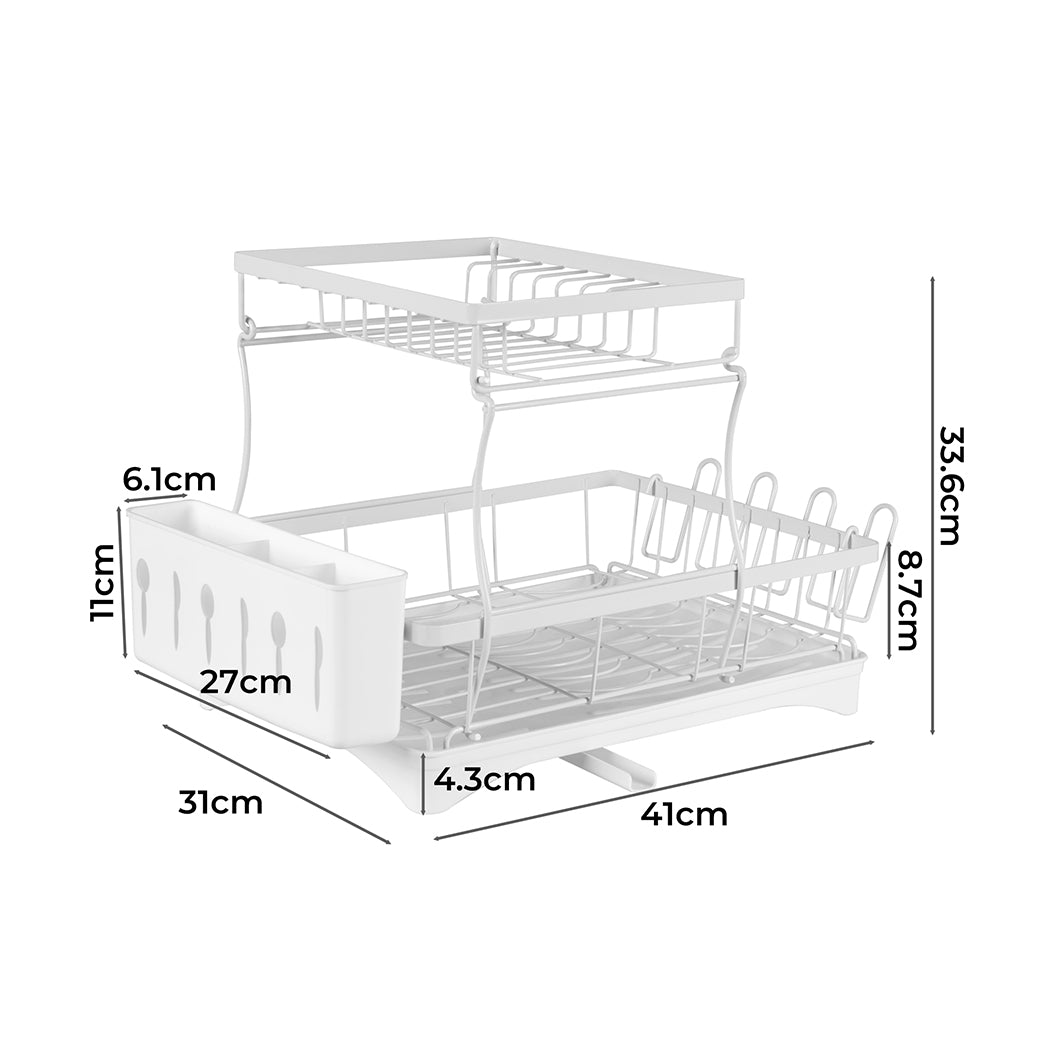 TOQUE Dish Rack Drying Drainer Kitchen White-1910113166860357634