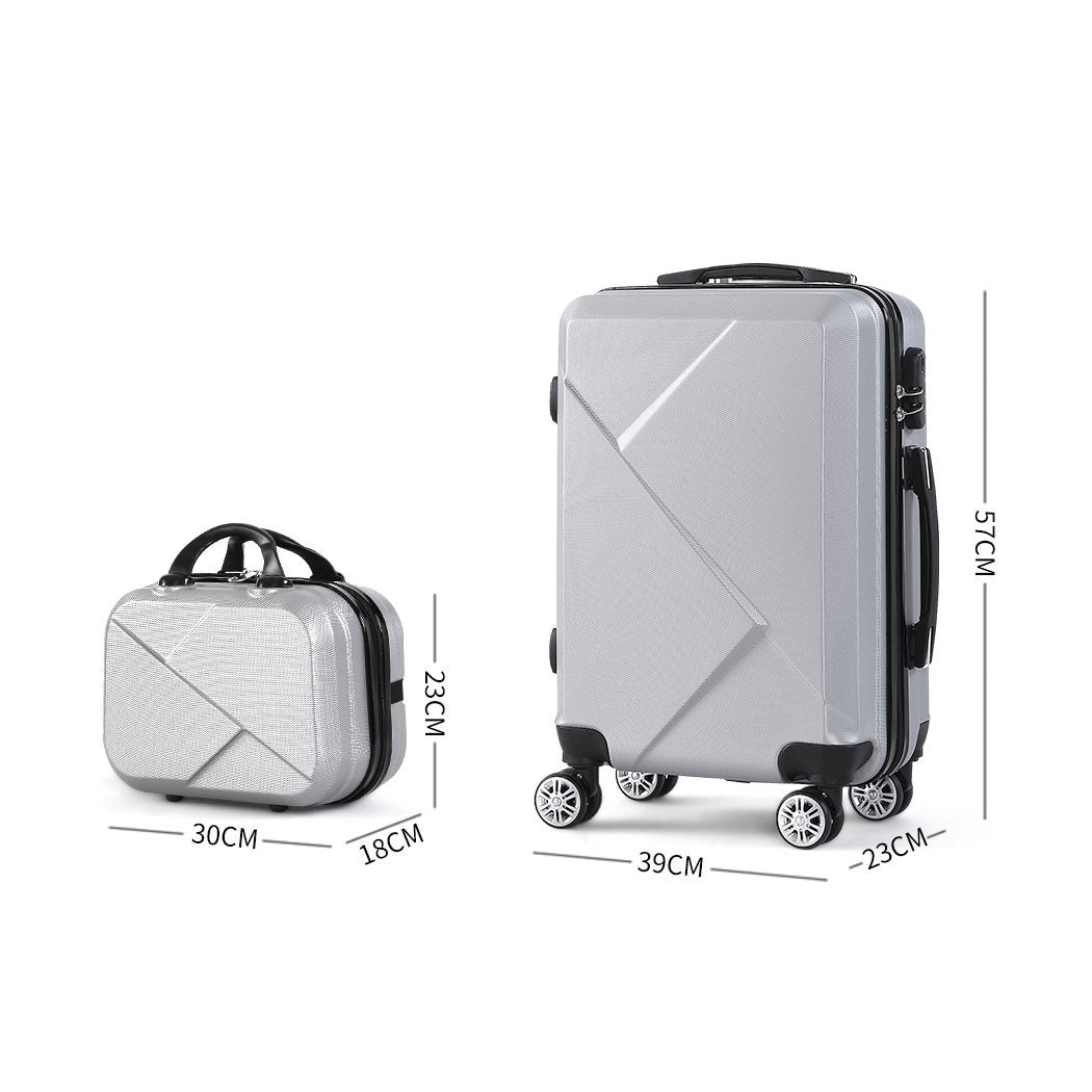 Slimbridge 2pcs 20"Travel Luggage Set Grey-1954802808406544386