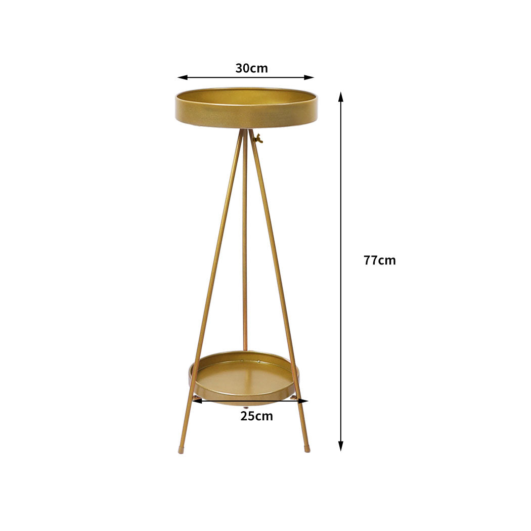 Levede Plant Stand 2 Tiers Outdoor Indoor Gold Large-1910112302569492482