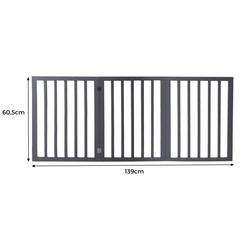 Wooden Pet Gate Dog Fence Retractable Grey 2000x 3MM-1954802528331894785
