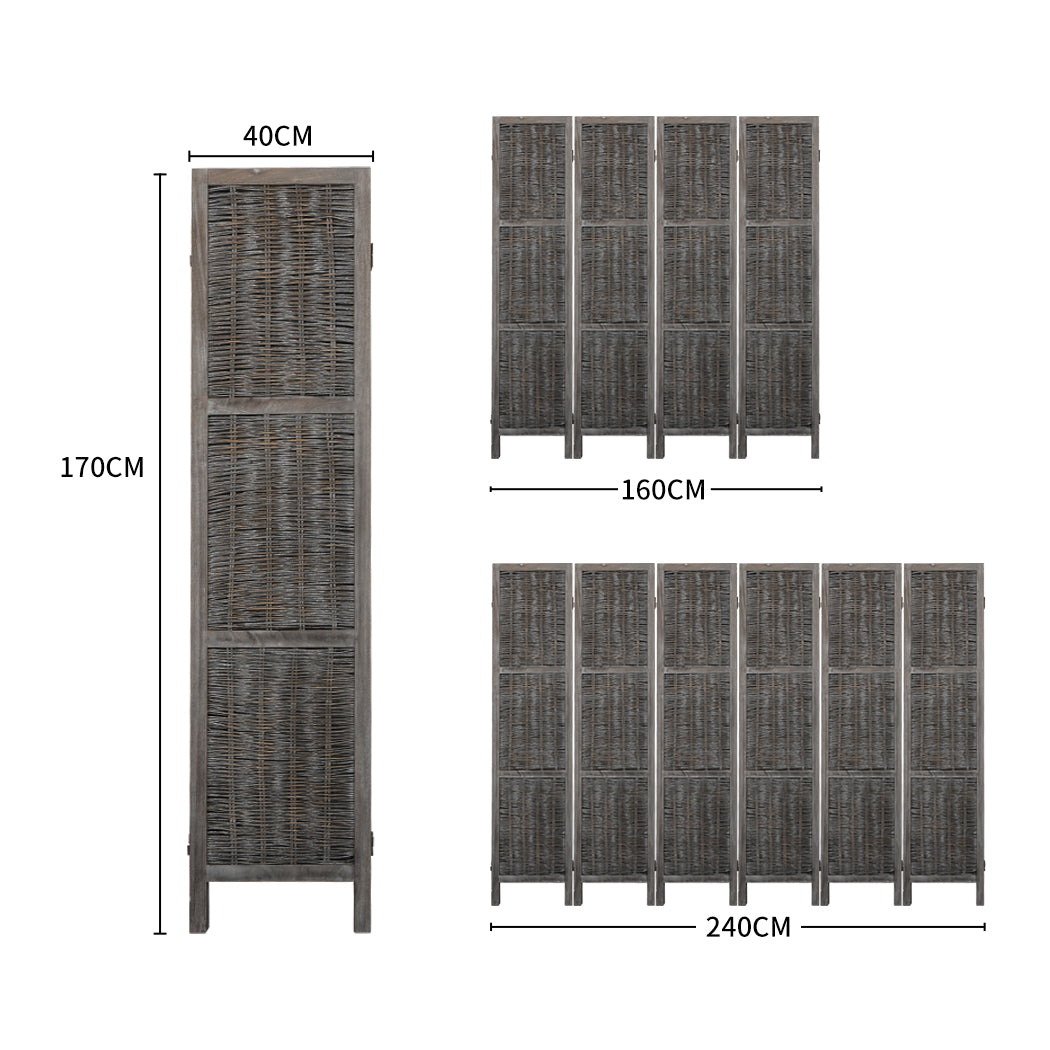 Levede 4 Panels Partition Room Divider Grey-1954802330268471298