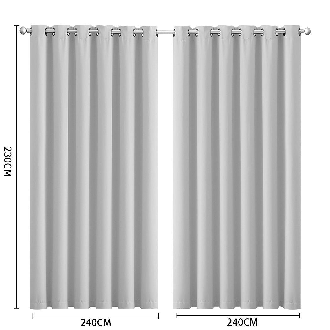 2x Blockout Curtains Panels 3 Layers Grey-1910113273399873537