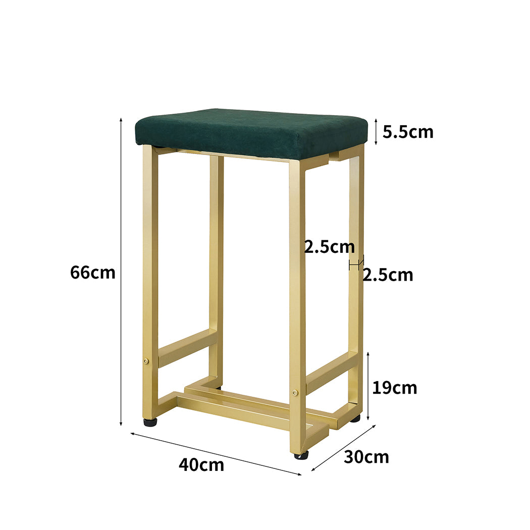 Levede 2x Bar Stools Velvet Backless-1919892921994317826