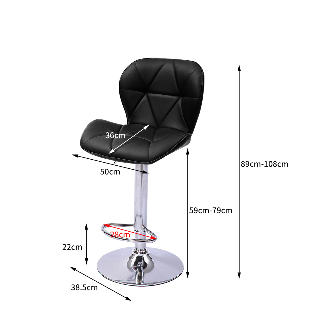 Levede 2x Bar Stools Kitchen Barstools Black-1919892920387899394
