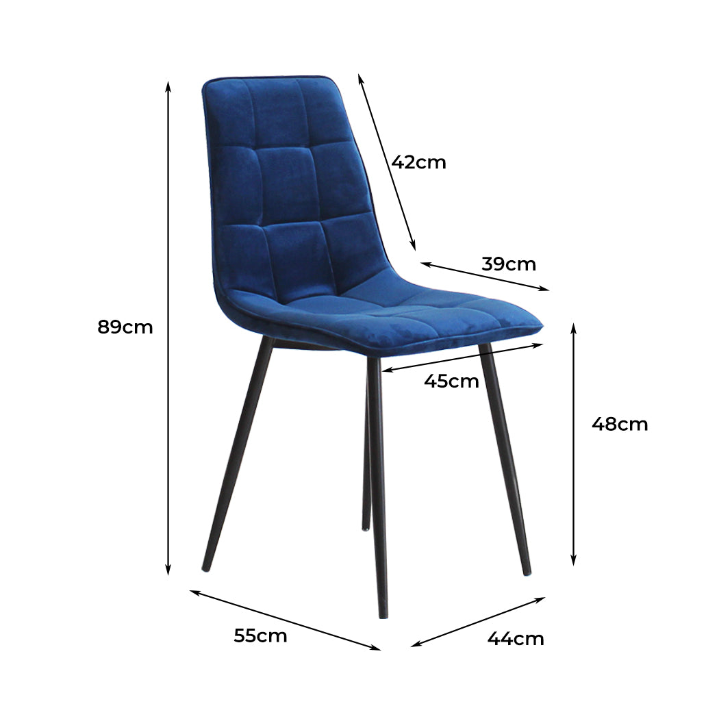Levede 4x Dining Chairs Kitchen Velvet Blue-1973193557619642370