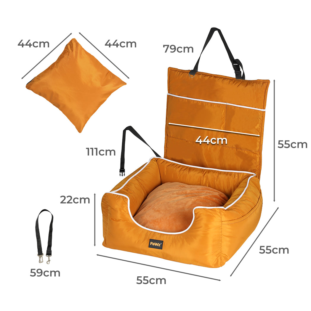 PaWz Pet Car Seat Travel Safety Carrier Orange-1954802564130279426