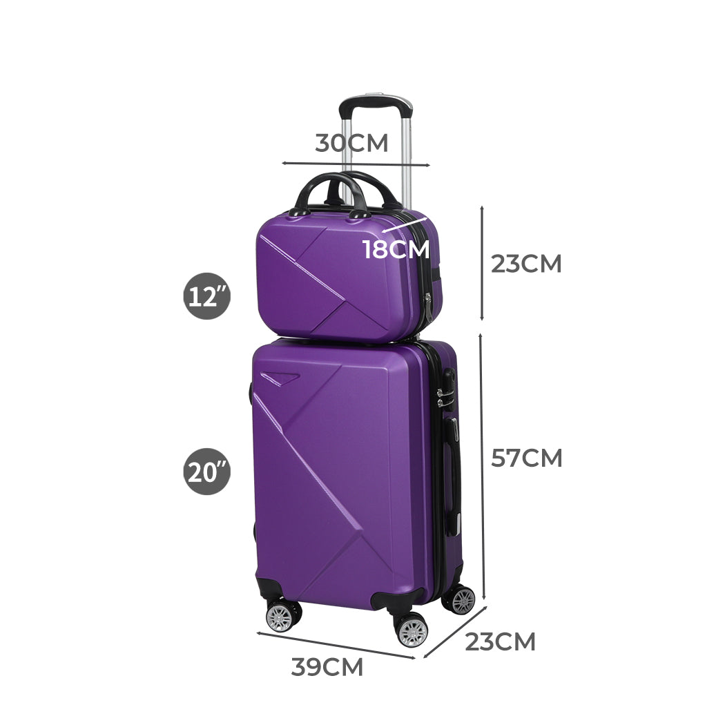 Slimbridge 2pcs 20"Travel Luggage Set Purple-1910112832662409218