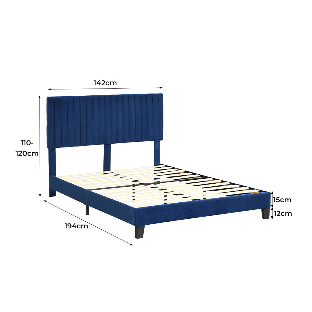 Levede Bed Frame Double Size Mattress Blue-1910113210464342018