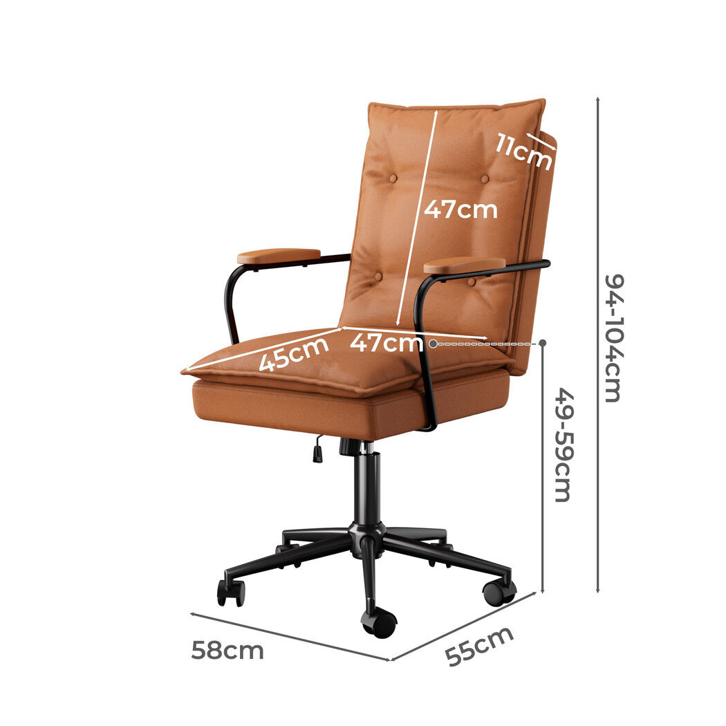 LEVEDE Ergonomic Office Chair Computer PU Brown-1954802475336863746