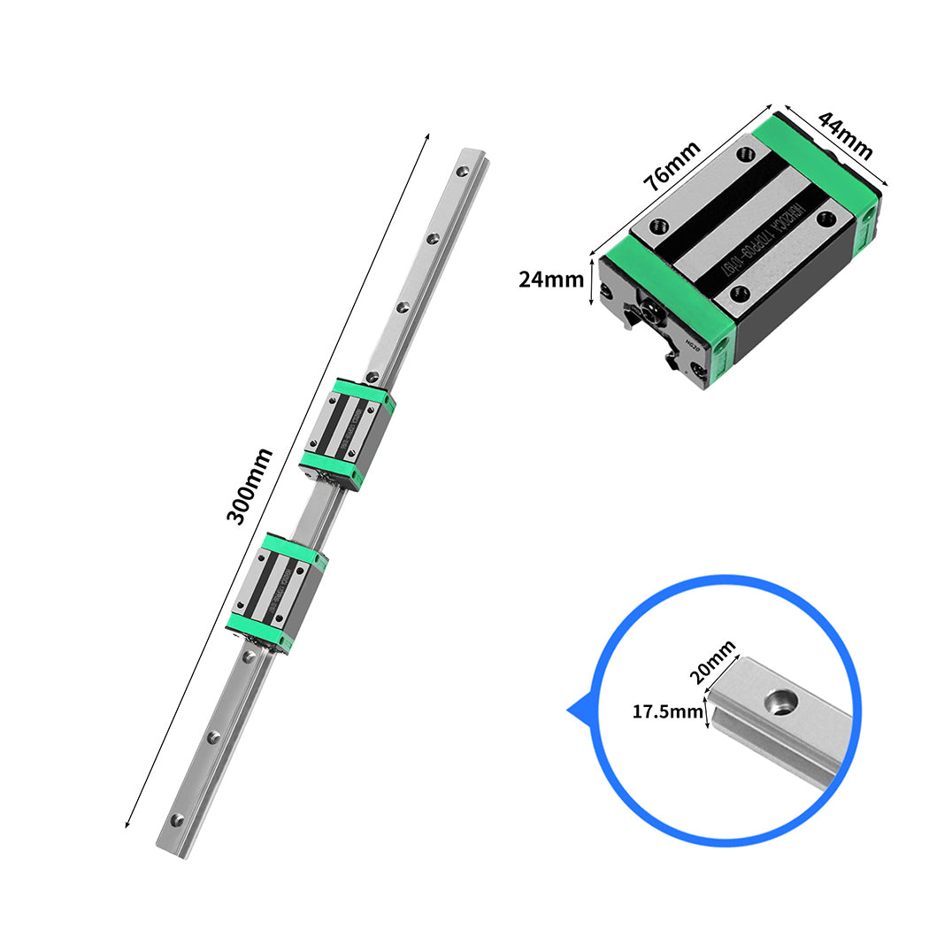 Linear Guide Rail 2PCS 300mm + 4PCS-1910113118441312258