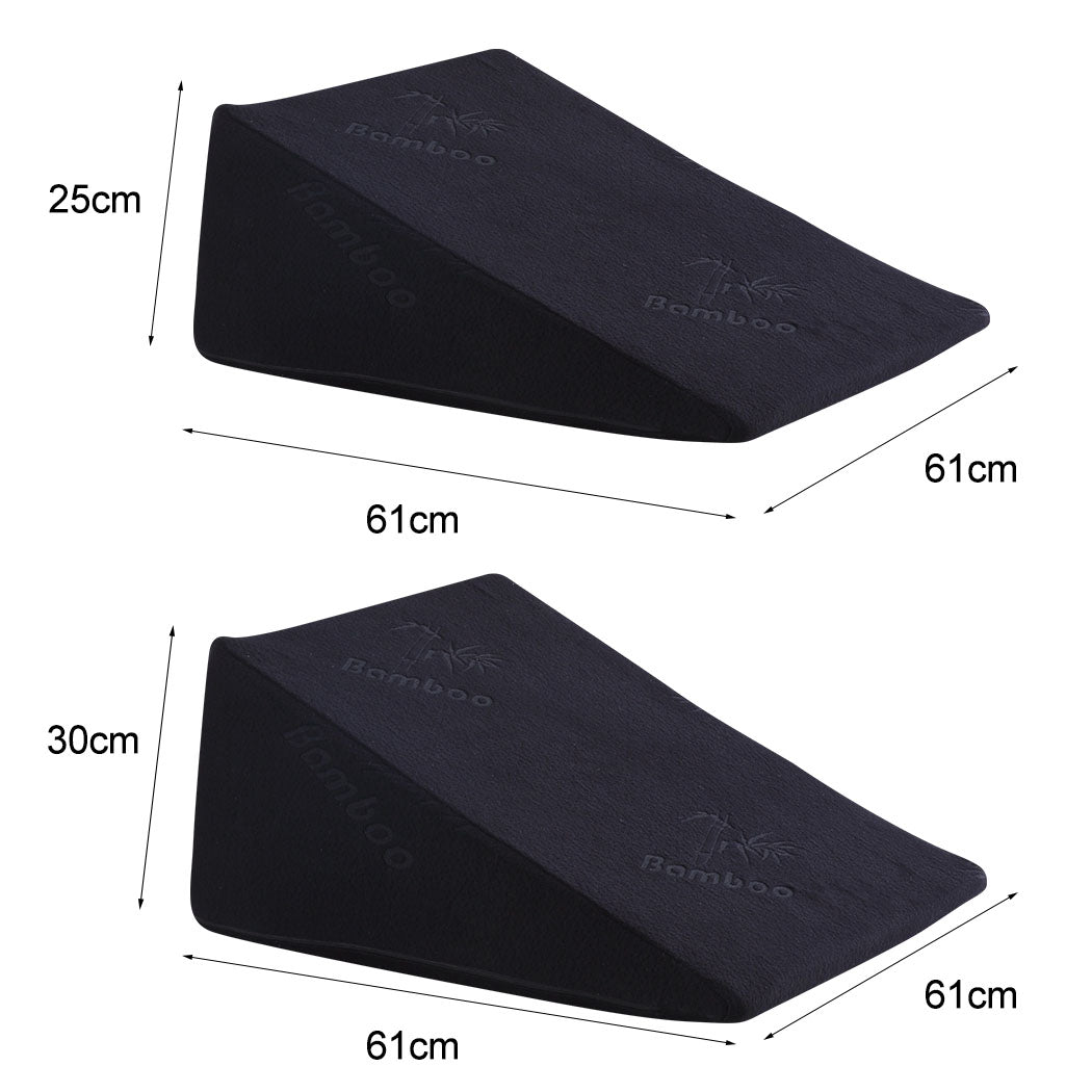 Cool Gel Memory Foam Bed Wedge Pillow Black 25+30-1954802699199451138