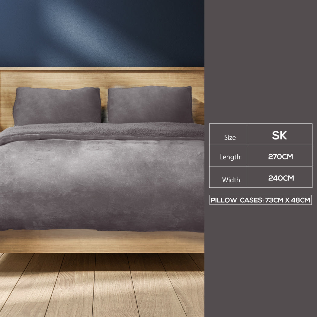 Quilt Cover Bedding Flannel Super King Silver-1910113193942978562