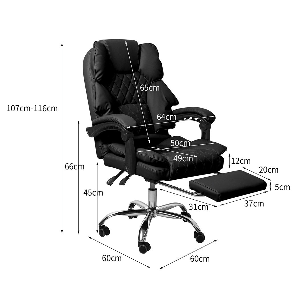 Levede Gaming Chair Office Computer Black Footrest-1910112922382766081