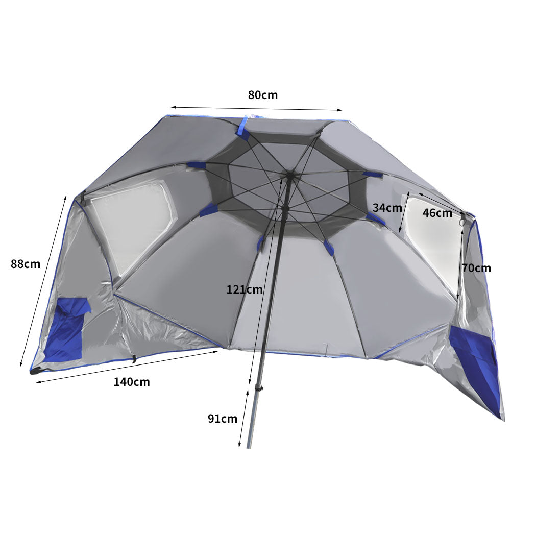 Mountview Beach Umbrella Outdoor Umbrellas Blue 2.13M-1954802645004849154