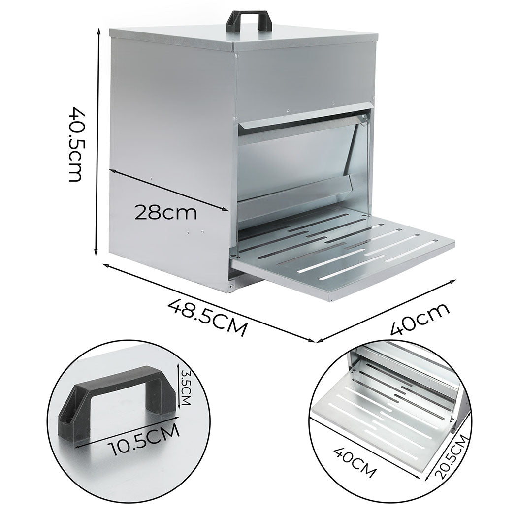 PaWz 10KG Auto Chicken Feeder Dispenser Galvanised Steel-1954802454285651970