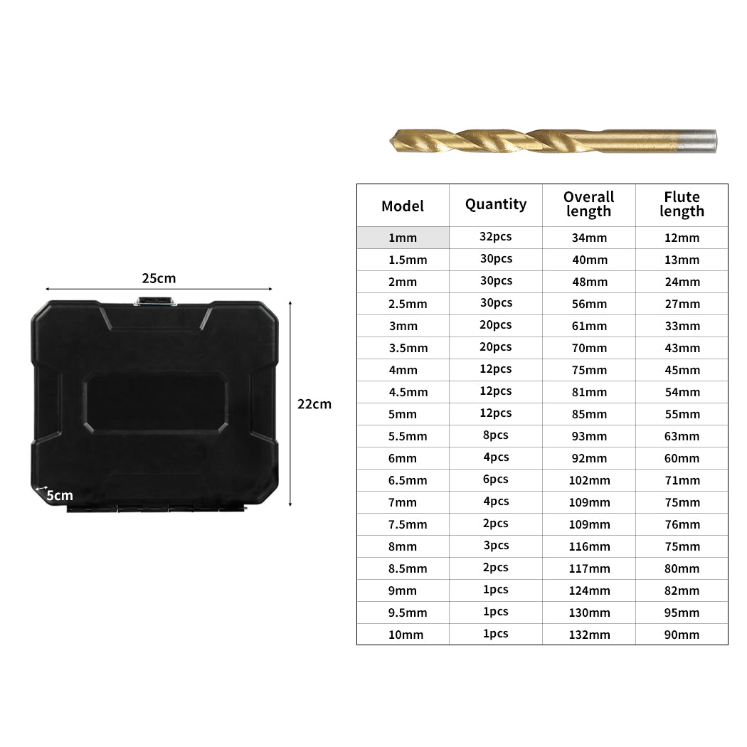 Traderight Drill Bits Set HSS 1mm-10mm-1910113112040804354