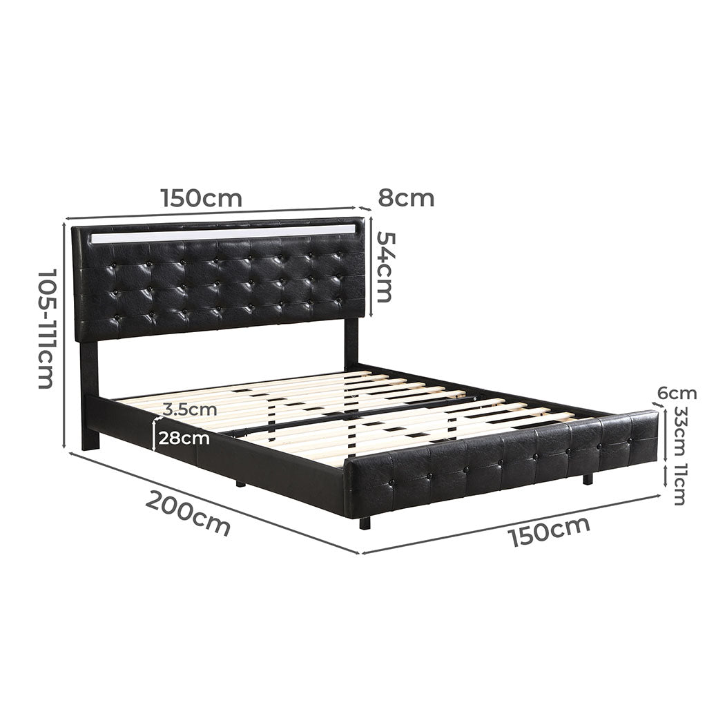 Levede  Floating Bed Frame Double with Headboard LED Lights Mattress Base-1954802377106264066