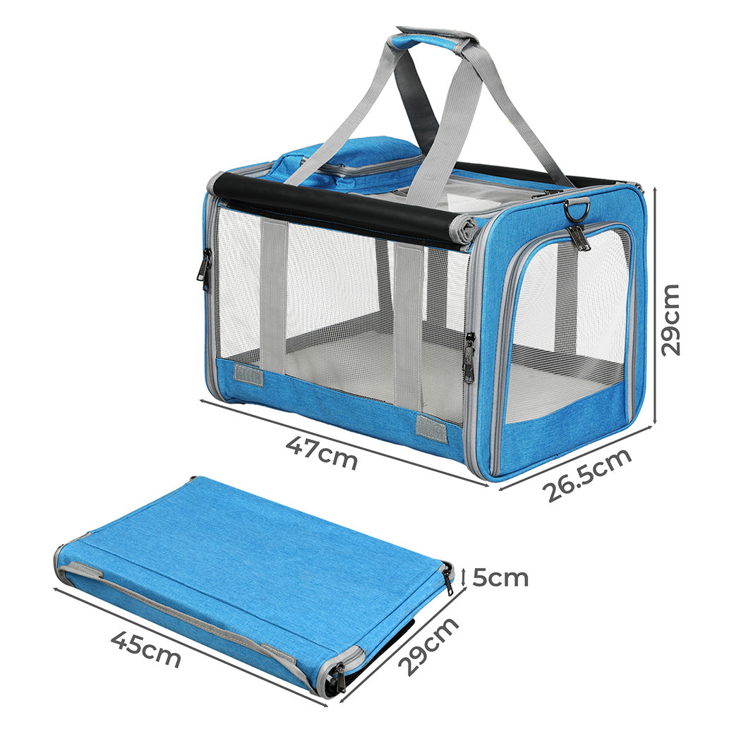 Pawz 3 in 1 Pet Soft Crate Dog Cat Carrier M Size Blue-1954802465836765185