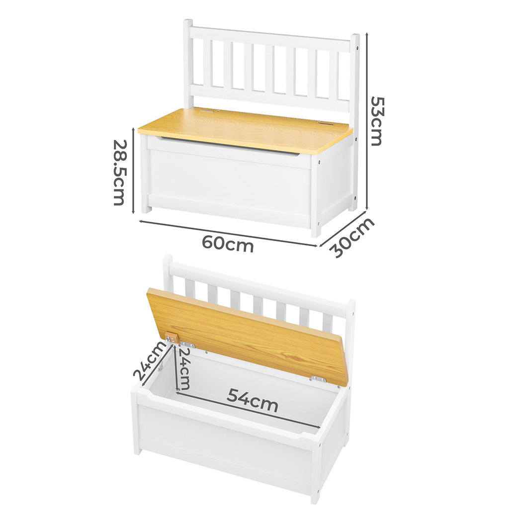Levede 2-In-1 Kids Toys Storage Bench Box Wooden Chair-1973193545166753794
