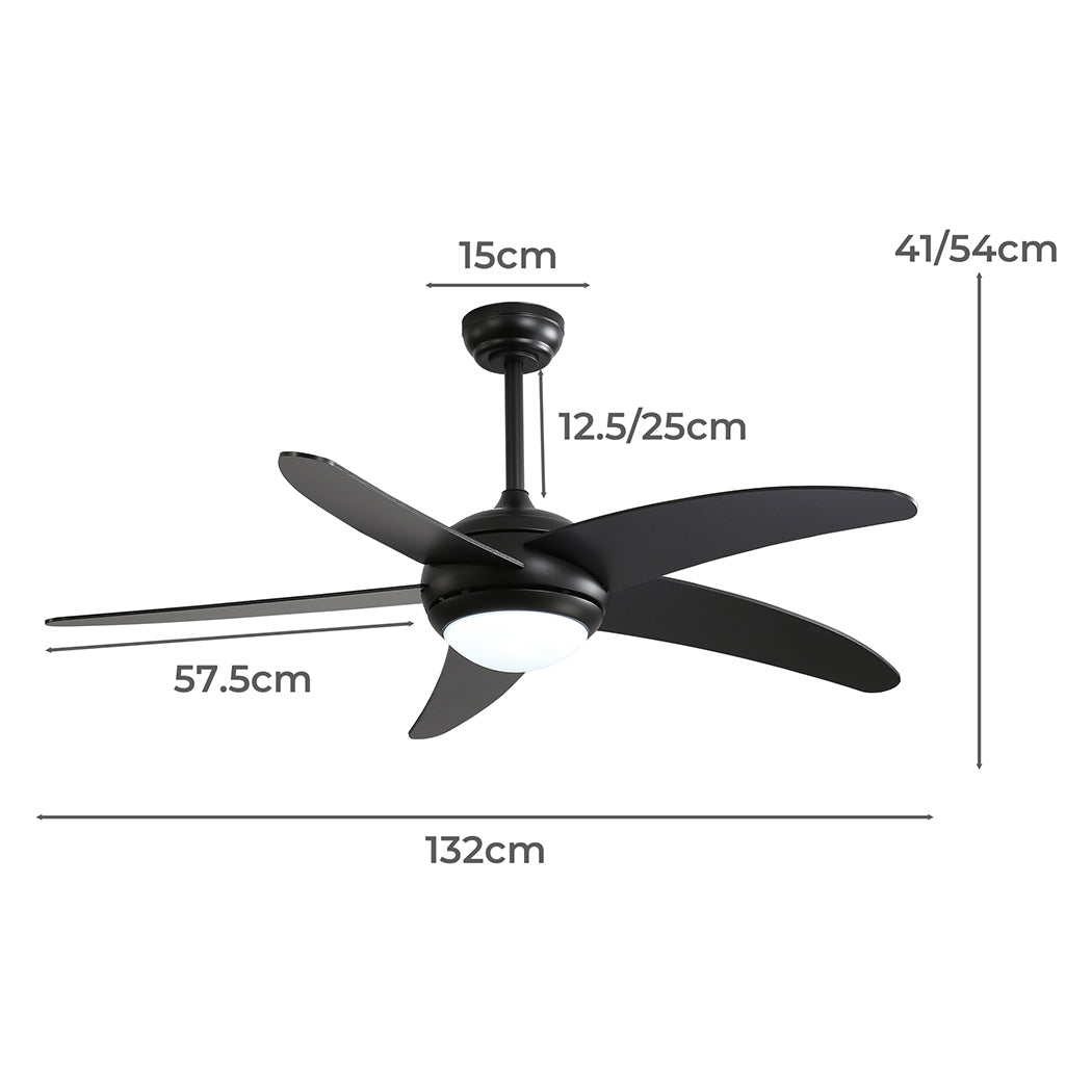 Spector 52'' Ceiling Fan LED Light DC Black-1954802706266853378