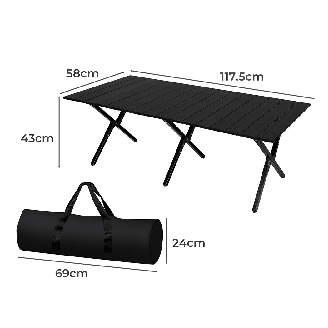 Levede Folding Camping Table Portable Black-1910112917345406978