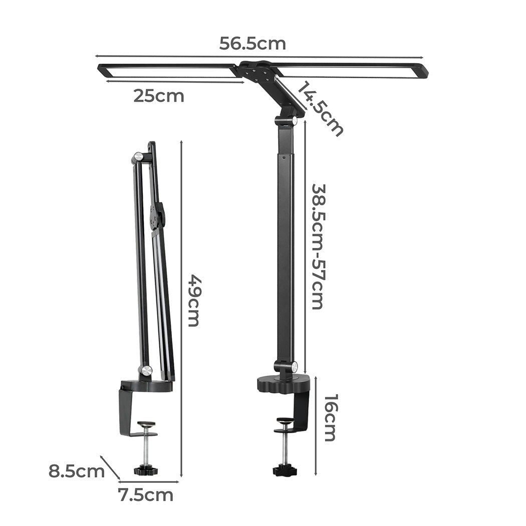 Emitto Double Head LED Desk Lamp Dimmable With Clamp-1954802474728689665