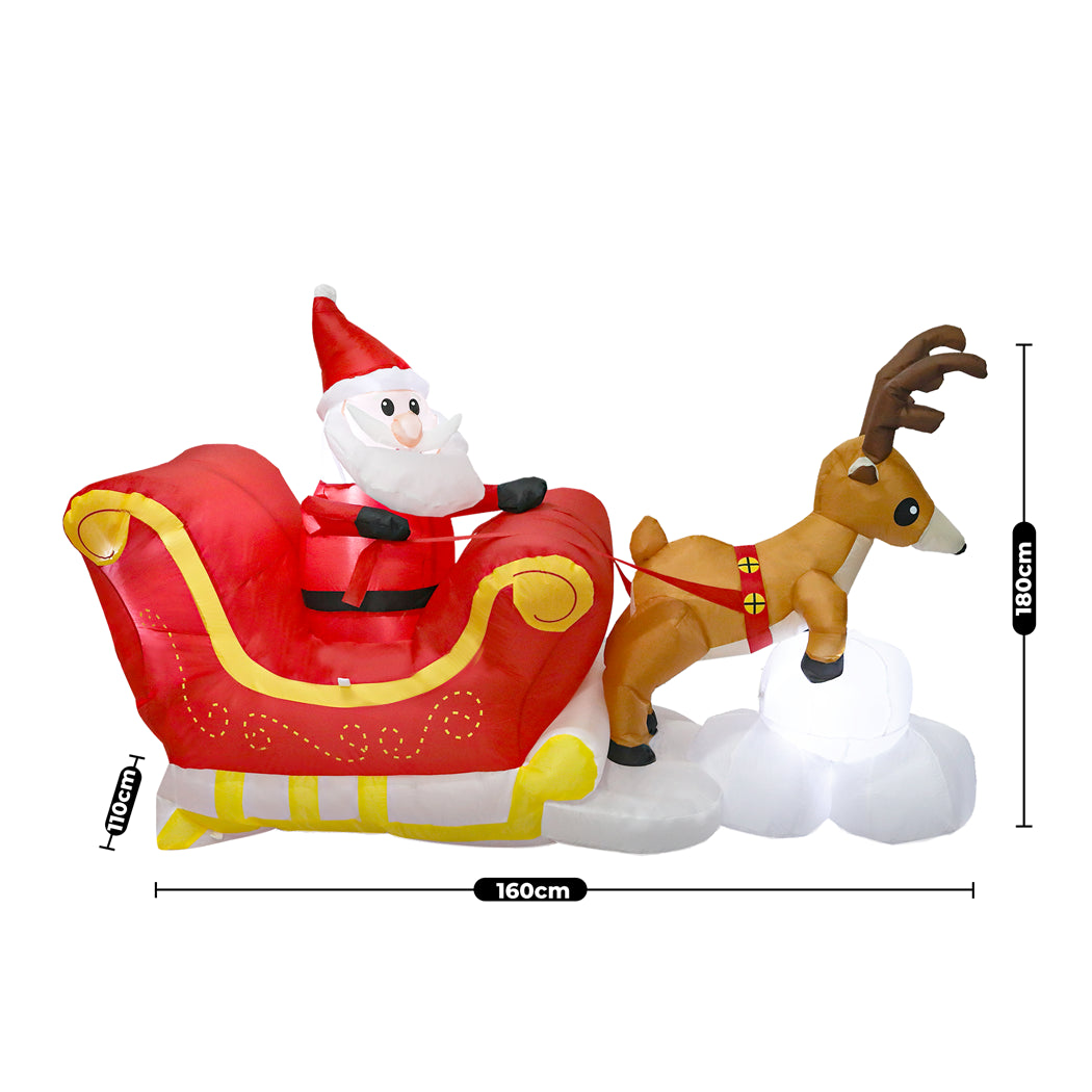 Santaco Christmas Inflatables Outdoor Santa Claus Reindeer Sleigh Lights Decor-1973194173037285377