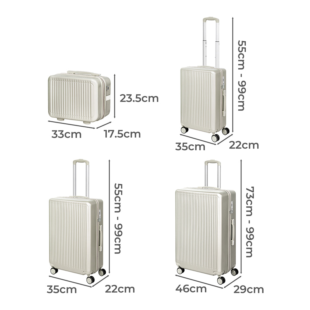 Slimbridge Luggage Suitcase Trolley White 4pc 14"+20"+24"+28"-1910112845832523778