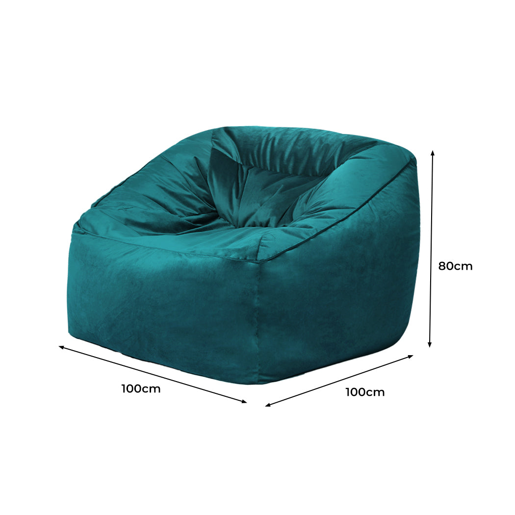 Marlow Bean Bag Chair Cover Soft Velvet Green-1910113190289739778