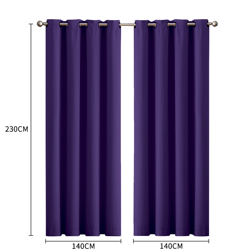 2x Blockout Curtains Panels 3 Layers Purple-1910113268492537858