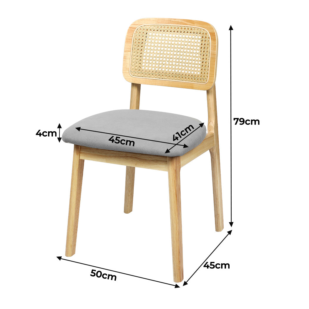 Levede 2x Dining Chair Wood Rattan Armless Natural-1954802459243319298