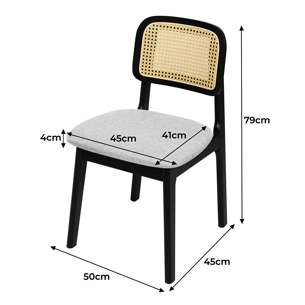 Levede Dining Chair Wood Rattan Armless Black x8-1973193571603451906