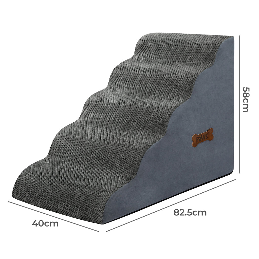 Pawz 5 Steps Pet Stairs Dog Ramp High Density Foam Grey-1954802480189673473