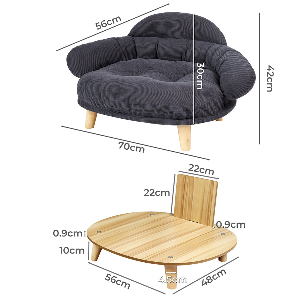 Pawz Elevated Pet Dog Cat Sofa Bed Couch XL Size Grey-1954802453354516482