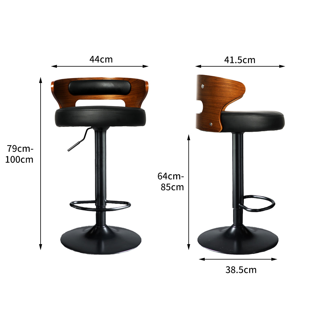 Levede 1x Kitchen Bar Stools Gas Lift Black-1919892921474224130