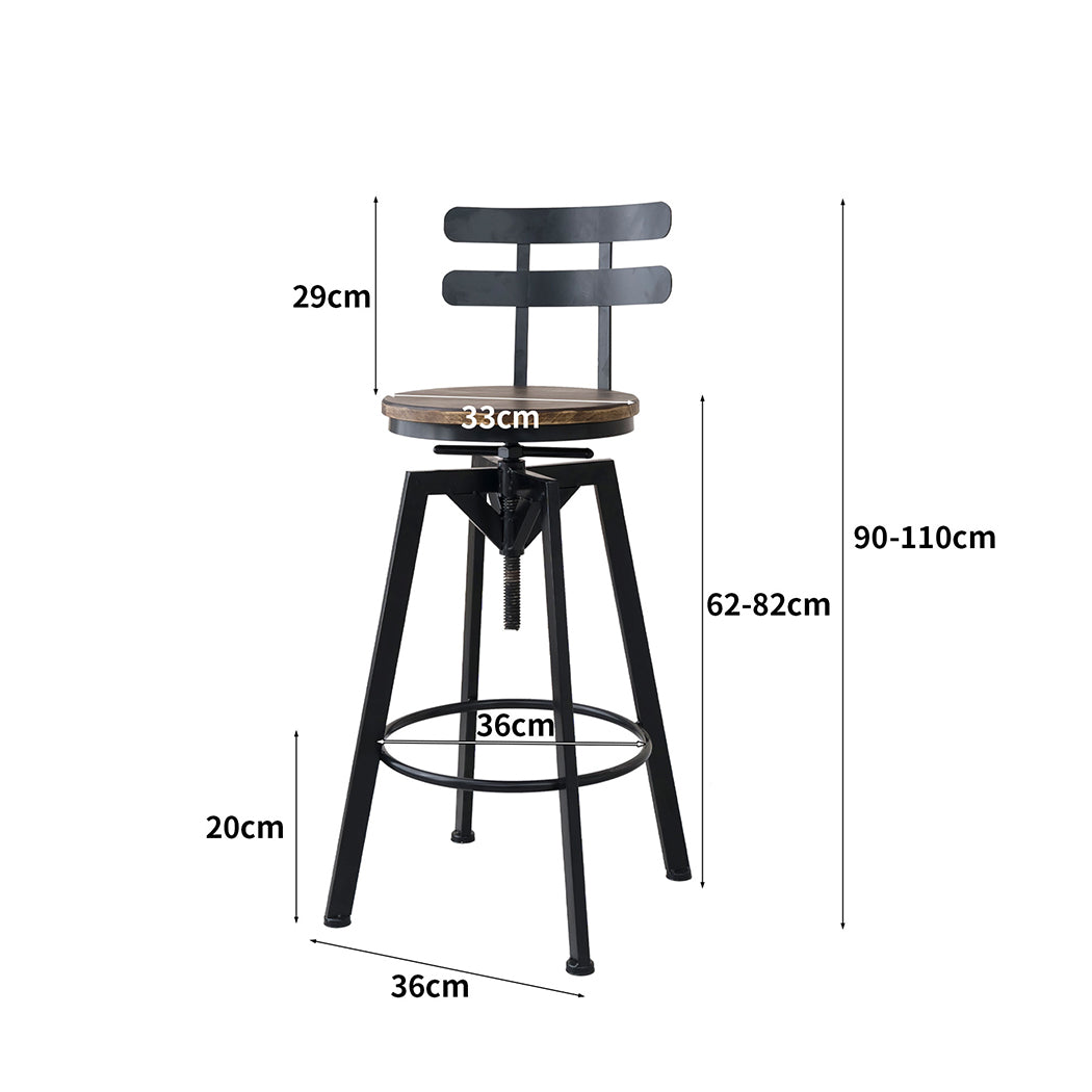 Levede 2x Bar Stool Industrial Adjustable-1973193551646953474