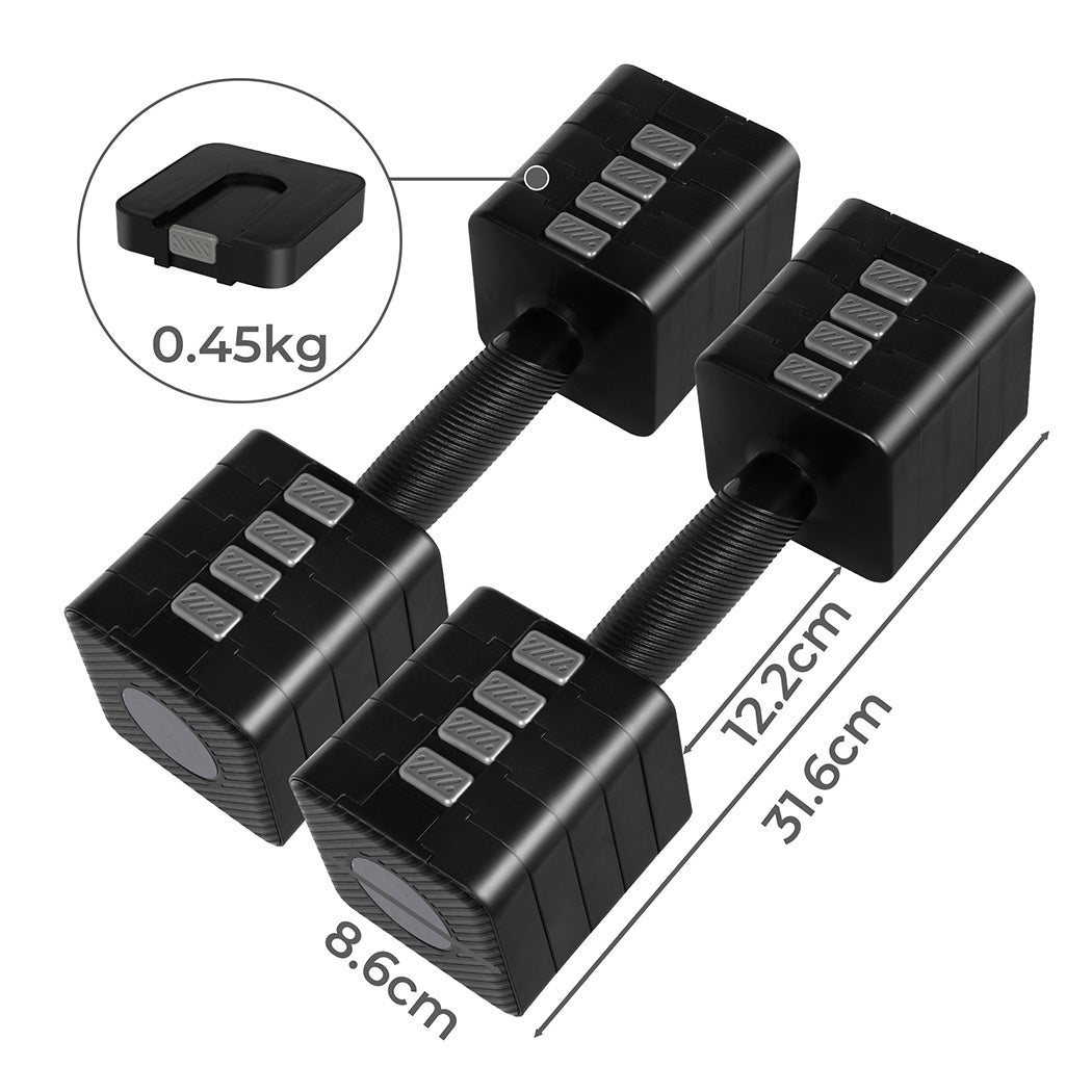Centra A Pair 2.8KG-10KG Dumbbells Black-1954802366654058497