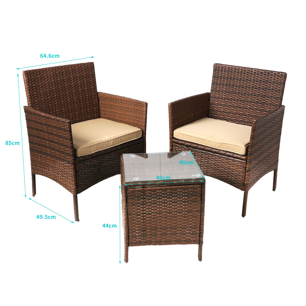 Levede Outdoor Furniture Setting Patio Brown-1919892868873457666