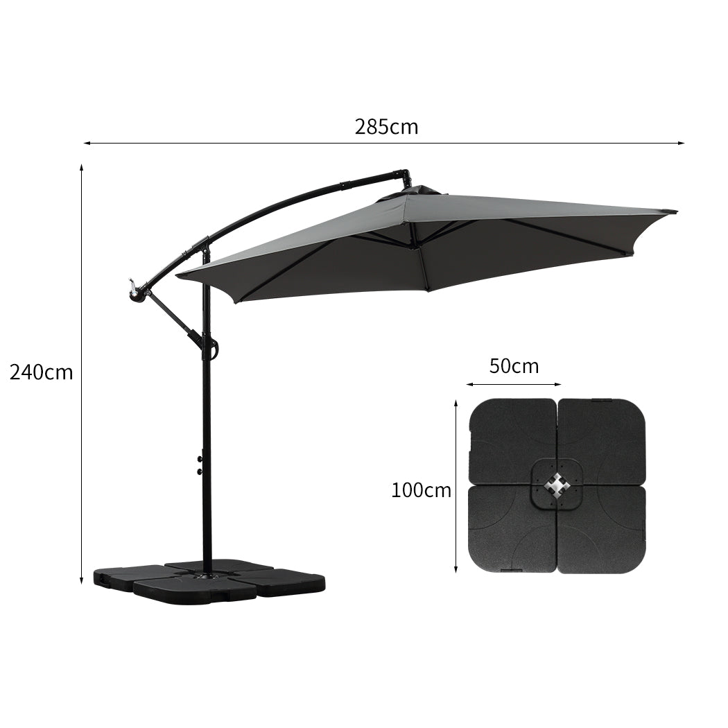 Mountview 3M Outdoor Umbrella Cantilever Grey With Base-1954802871253995522