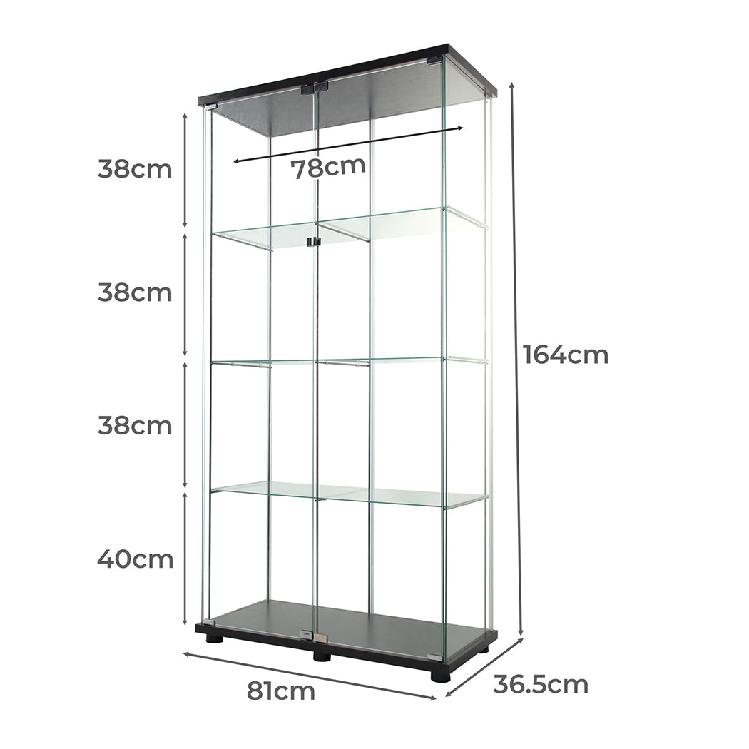 164cm Glass Display Cabinet 2 Doors-1954802343254036481